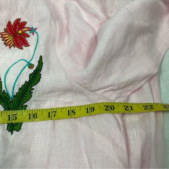 Linen NoLoGo Linen Chic Small / Medium Floral Pintuck Midi Tunic Dress Embroider - Picture 8 of 10